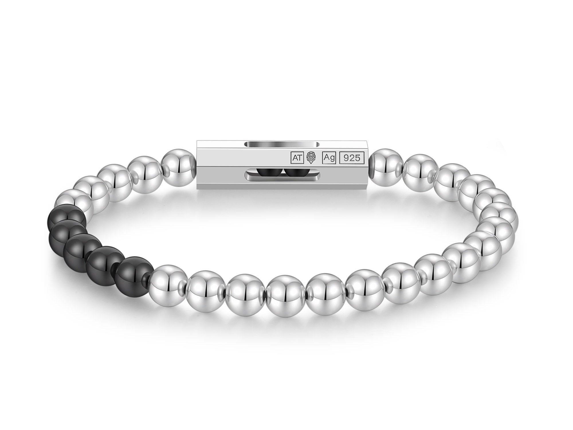 Bead Octagon Bracelet - Polished Silver